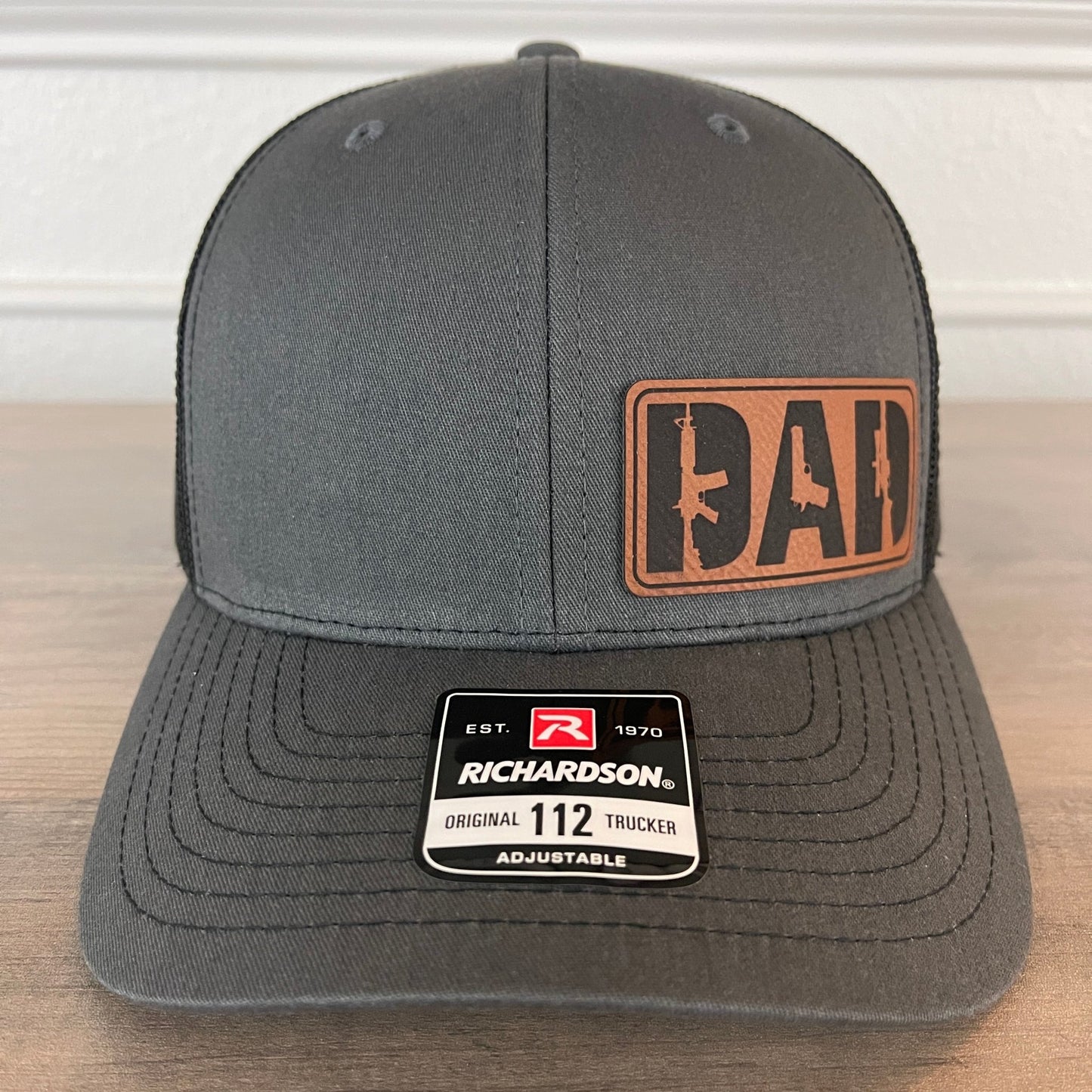 DAD 2A 2nd Amendment Patriotic Leather Patch Hat Charcoal/Black - Hollow Point Society - Patch Hat