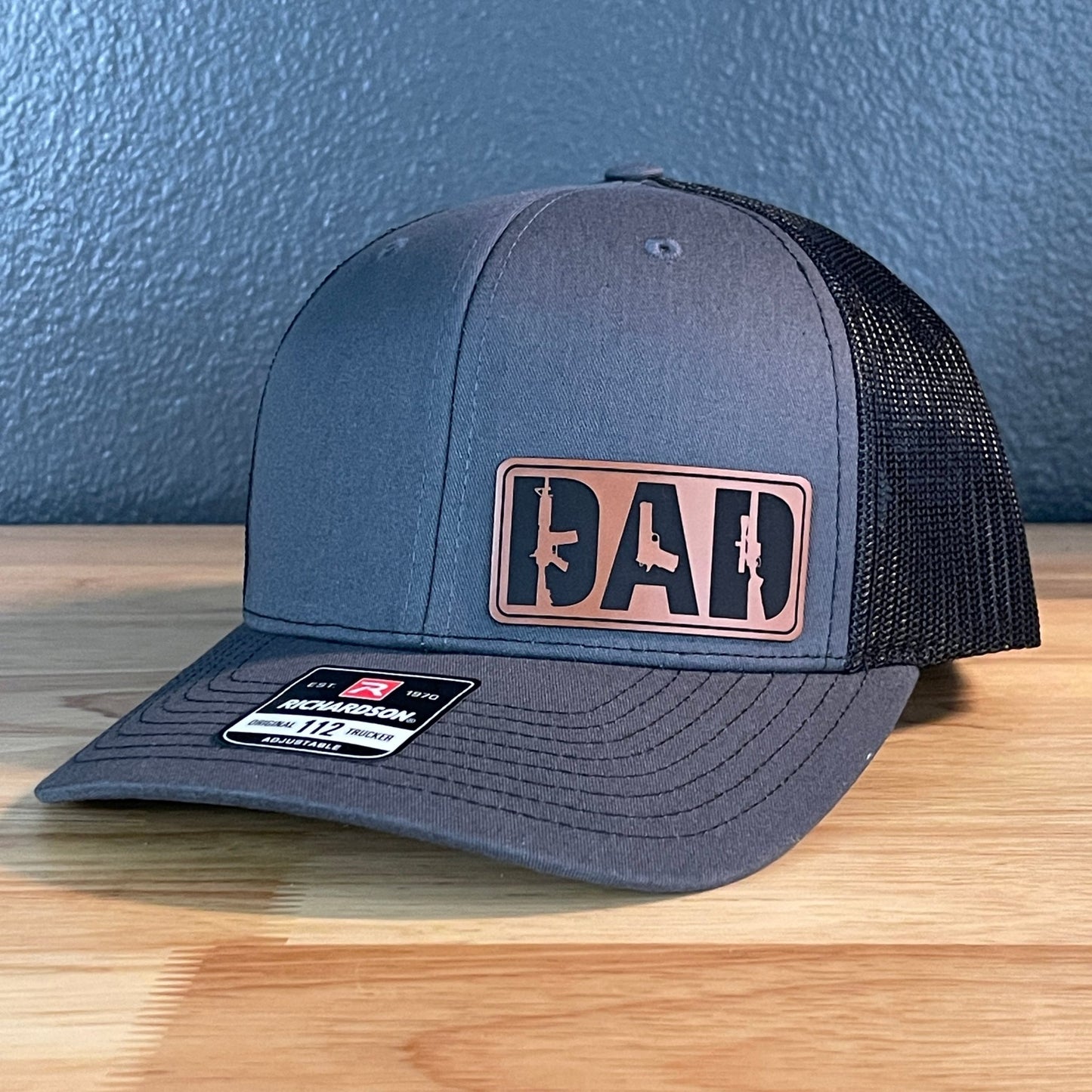 DAD 2A 2nd Amendment Patriotic Leather Patch Hat Charcoal/Black - Hollow Point Society - Patch Hat