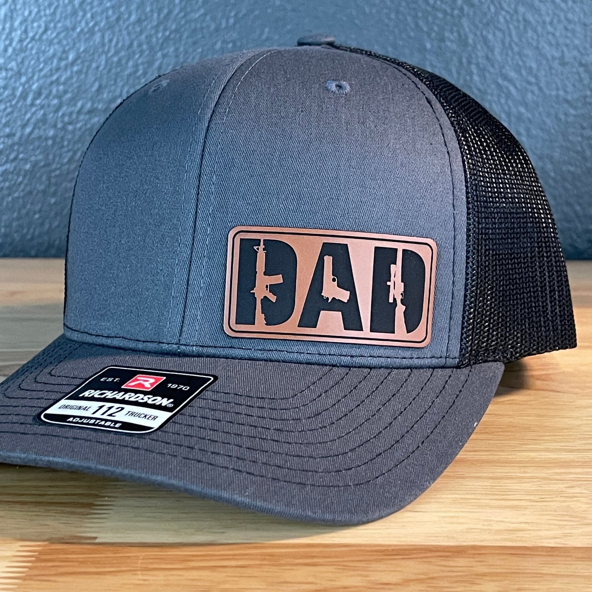 DAD 2A 2nd Amendment Patriotic Leather Patch Hat Charcoal/Black - Hollow Point Society - Patch Hat