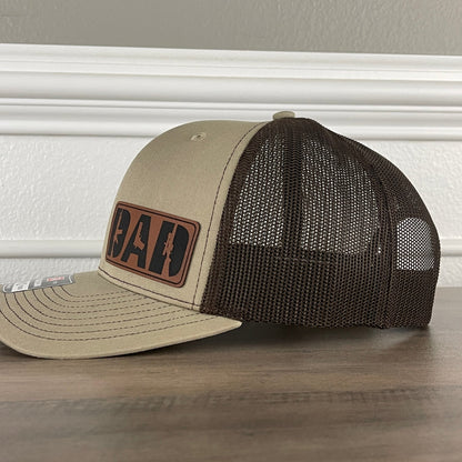 DAD 2A 2nd Amendment Patriotic Leather Patch Hat Khaki/Brown - Hollow Point Society - Patch Hat