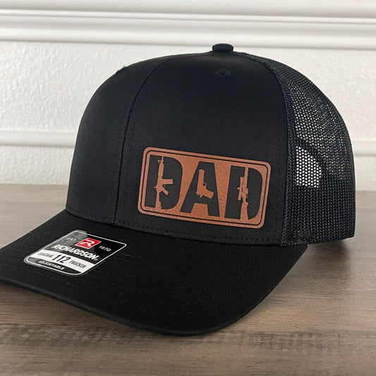 DAD 2A 2nd Amendment Side Leather Patch Hat Black - Hollow Point Society - Patch Hat