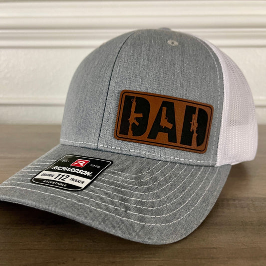 DAD 2A 2nd Amendment Side Leather Patch Hat Grey/White - Hollow Point Society - Patch Hat