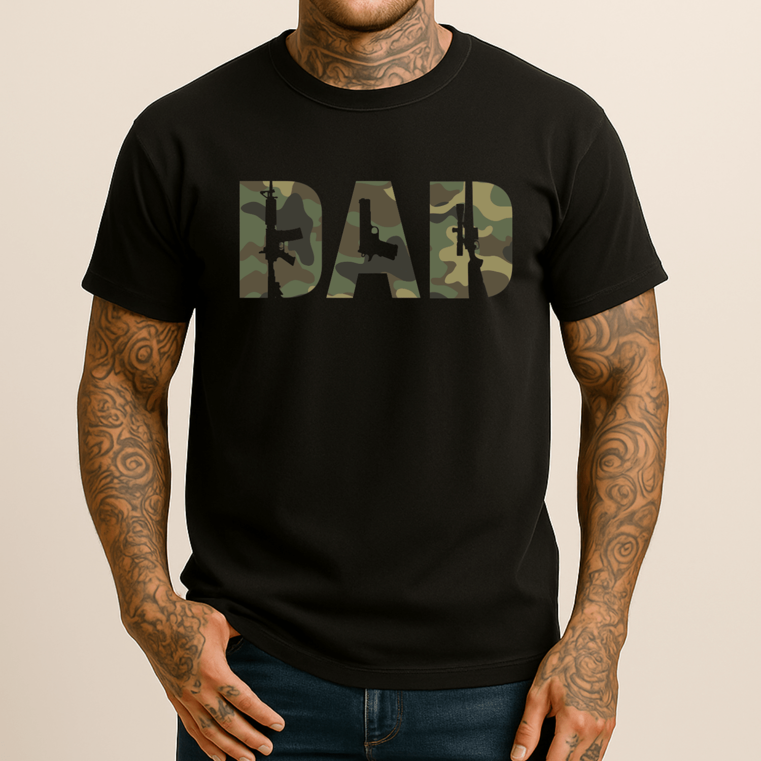 Dad 2A Camo Men's Patriotic T Shirt - Hollow Point Society - T-Shirt