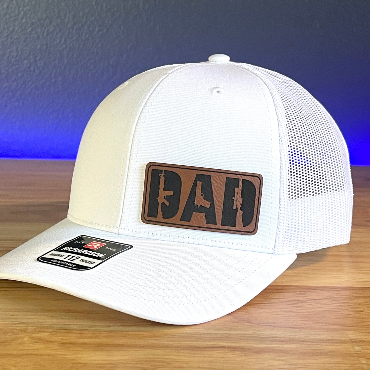 DAD 2nd AMENDMENT 2A Side Leather Patch Trucker Hat White - Hollow Point Society - Patch Hat