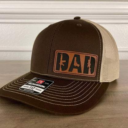 DAD 2nd Amendment Side Leather Patch Hat Brown - Hollow Point Society - Patch Hat