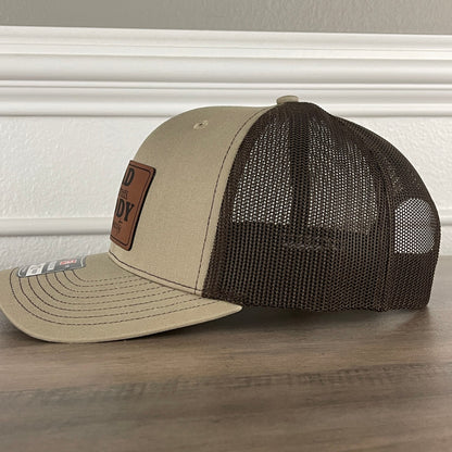 Dad In Streets Daddy In The Sheets Funny Leather Patch Hat Khaki/Brown - Hollow Point Society - Patch Hat