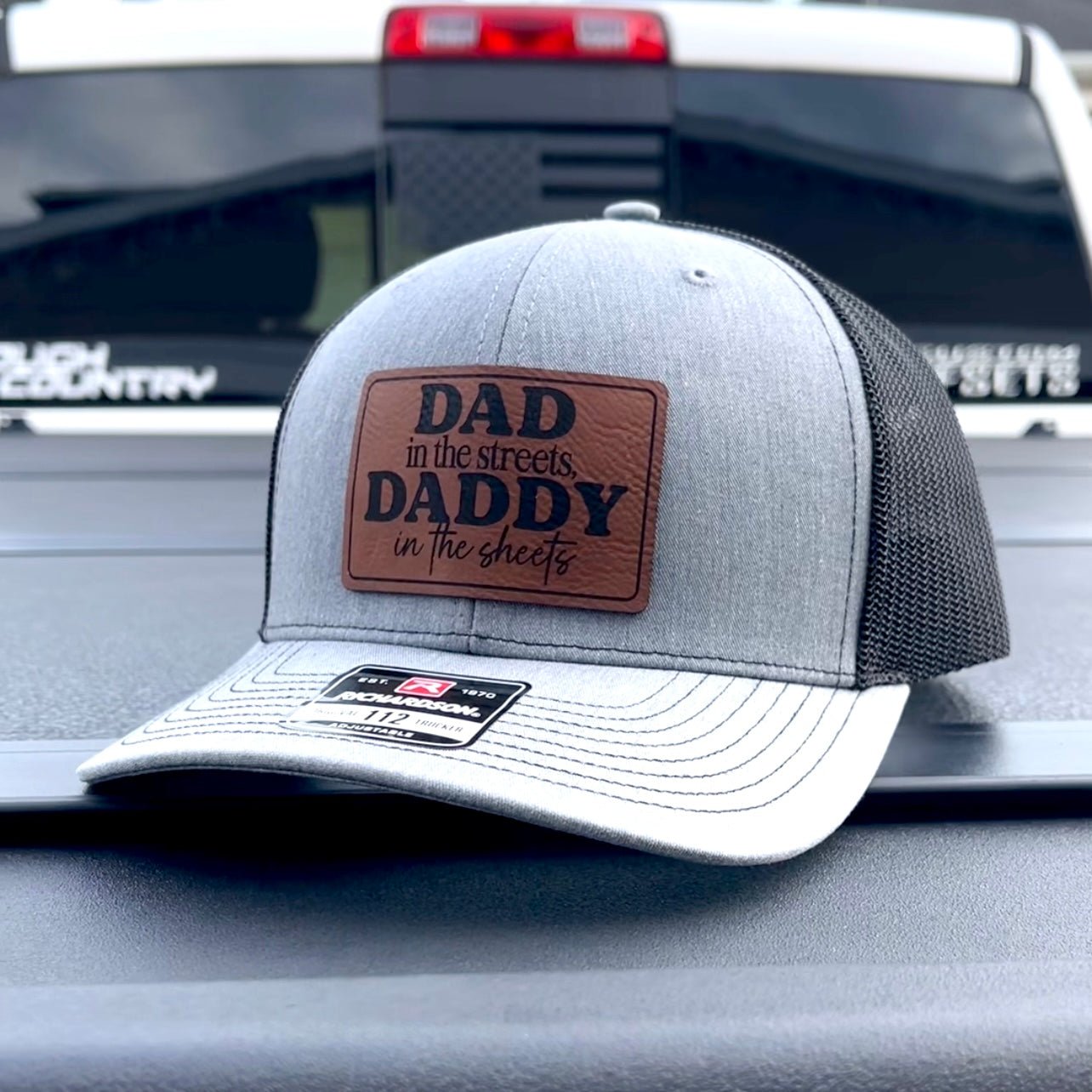 Dad in the Streets, Daddy in the Sheets Rectangular Leather Patch Hat - Hollow Point Society - Patch Hat