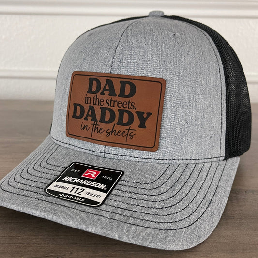 Dad in the Streets, Daddy in the Sheets Rectangular Leather Patch Hat - Hollow Point Society - Patch Hat