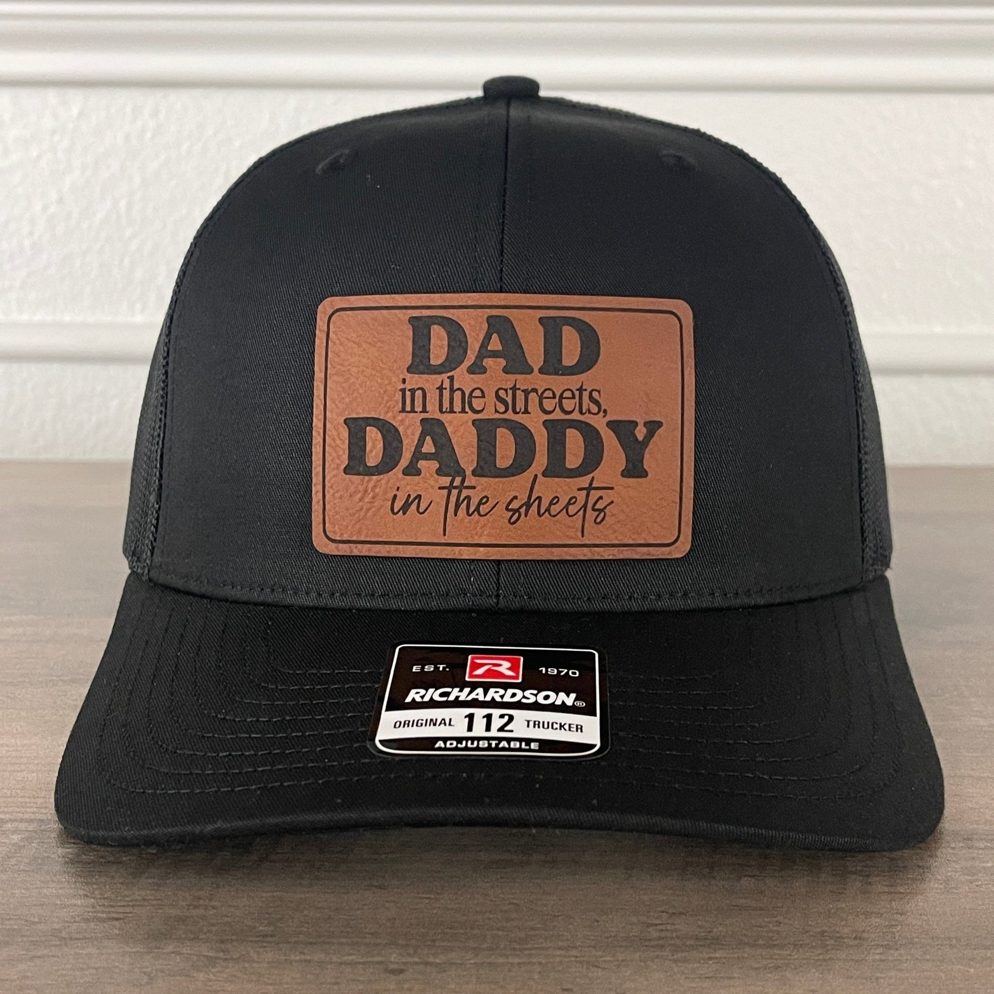 Dad In The Streets Daddy In The Sheets Rectangular Leather Patch Hat Black - Hollow Point Society - Patch Hat