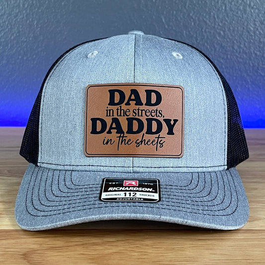 Dad in the Streets, Daddy in the Sheets Rectangular Leather Patch Hat - Hollow Point Society - Patch Hat