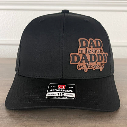 Dad In The Streets Daddy In The Sheets Side Leather Patch Hat Black - Hollow Point Society - Patch Hat