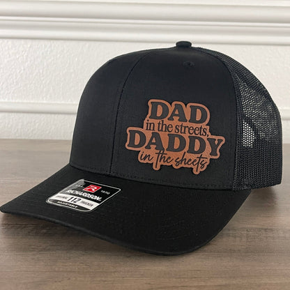 Dad In The Streets Daddy In The Sheets Side Leather Patch Hat Black - Hollow Point Society - Patch Hat