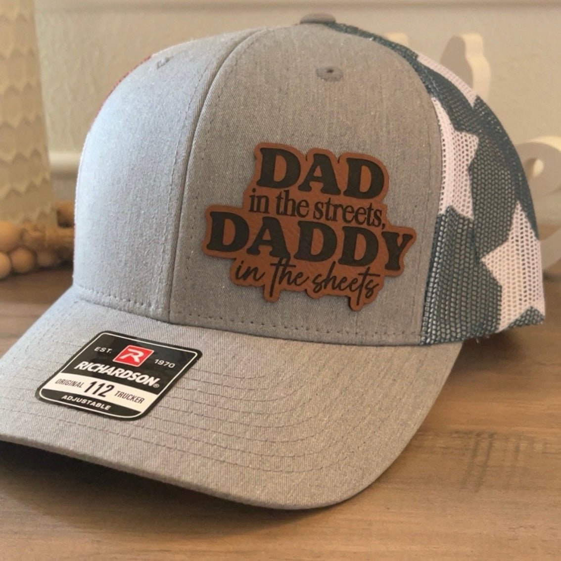 Dad In The Streets, Daddy In The Sheets Side Leather Patch Hat Stars & Stripes - Hollow Point Society - Patch Hat