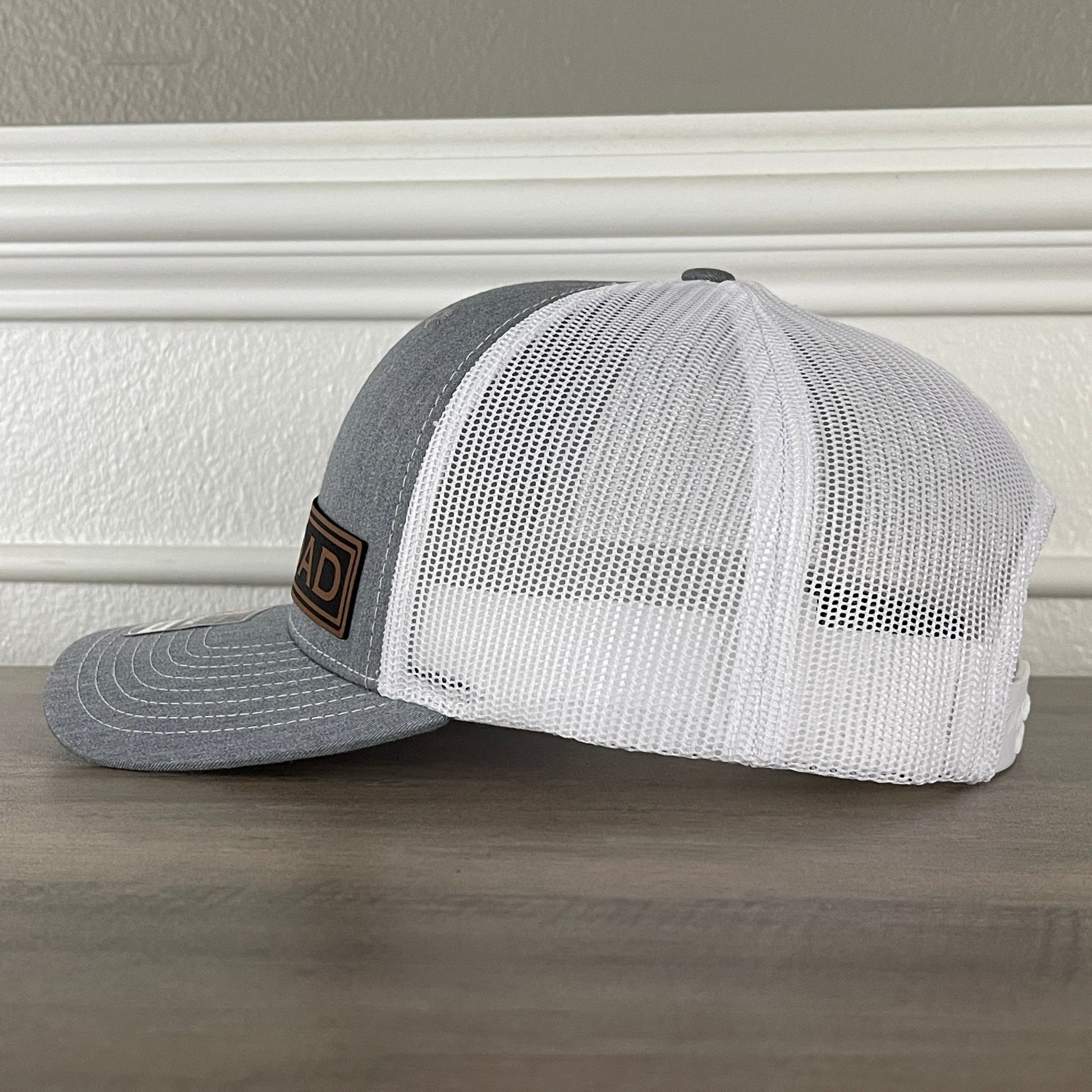 DAD Side Leather Patch Hat Grey/White - Hollow Point Society - Patch Hat