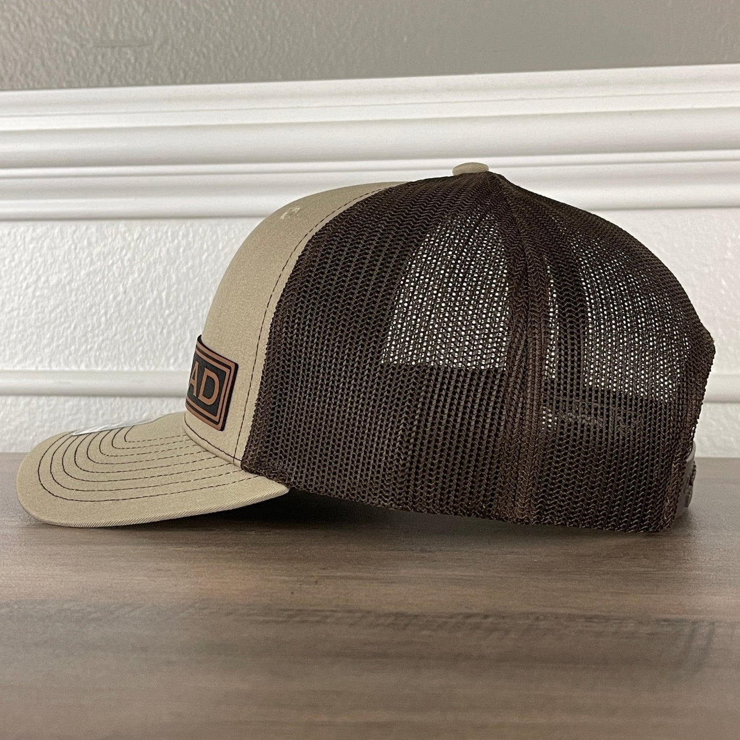 DAD Side Leather Patch Hat Khaki/Brown - Hollow Point Society - Patch Hat