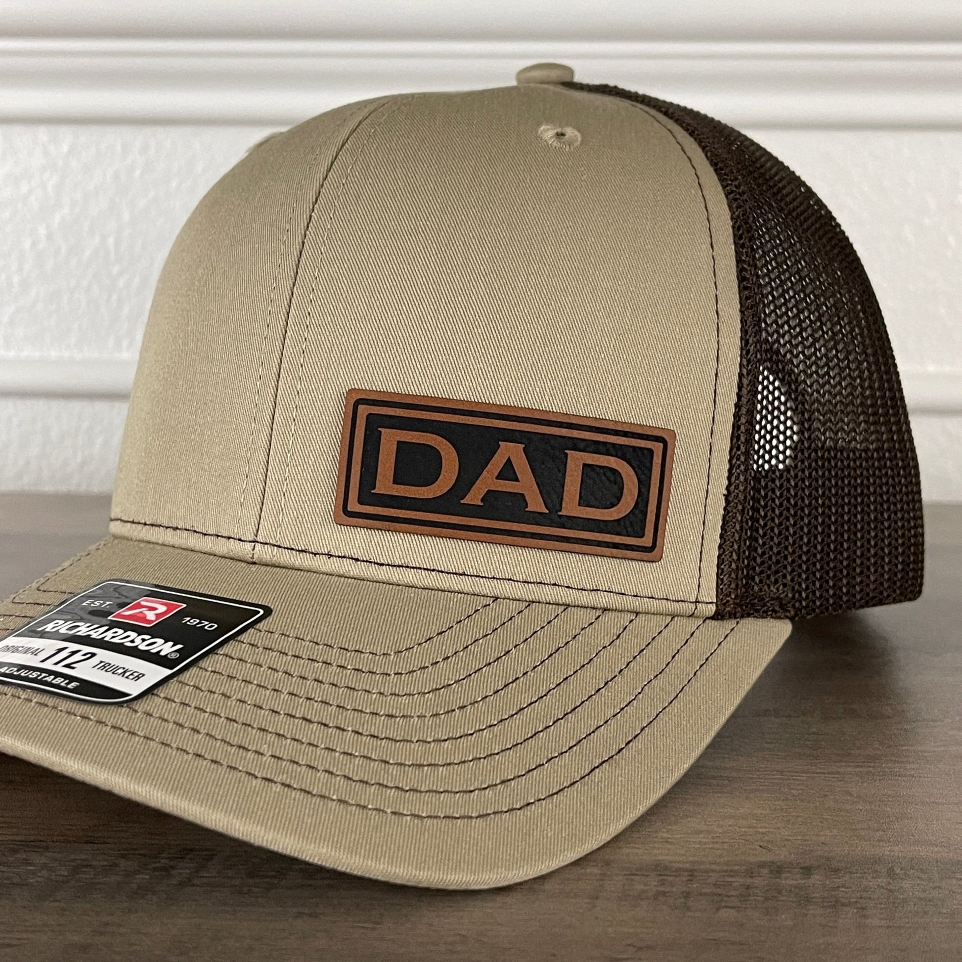 DAD Side Leather Patch Hat Khaki/Brown - Hollow Point Society - Patch Hat