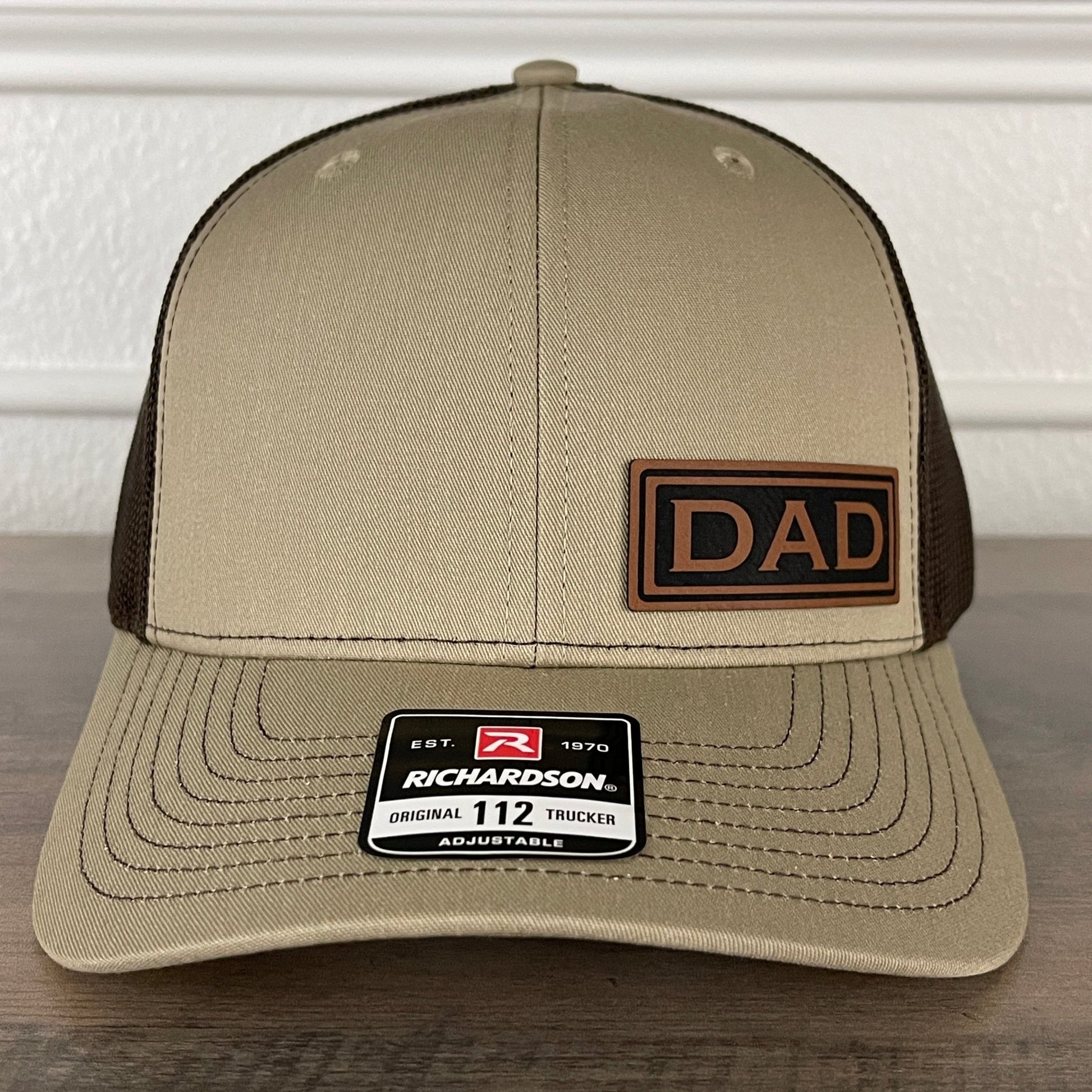 DAD Side Leather Patch Hat Khaki/Brown - Hollow Point Society - Patch Hat