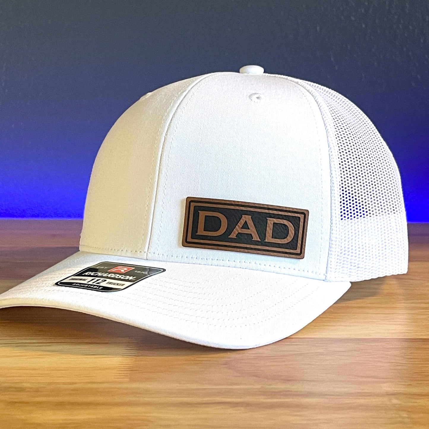 DAD Side Leather Patch Trucker Hat White - Hollow Point Society - Patch Hat