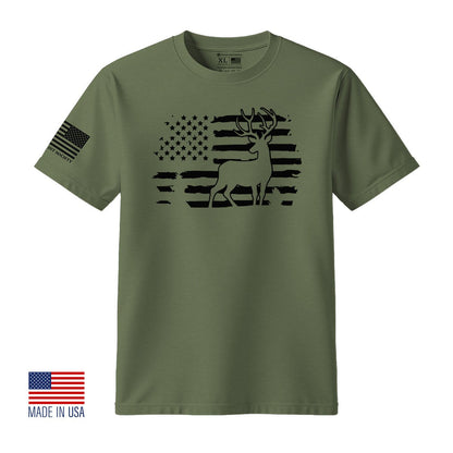 Deer Hunting American Flag T-Shirt - Hollow Point Society - T-Shirt