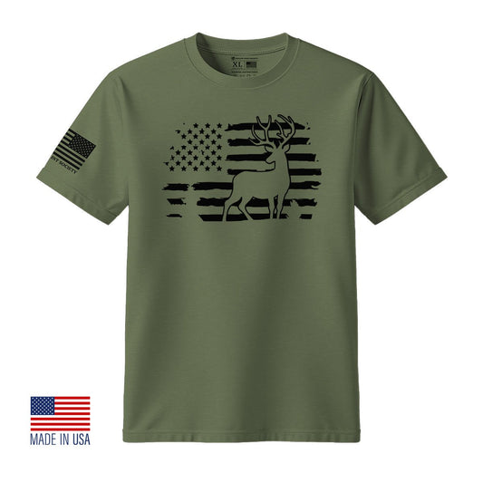 Deer Hunting American Flag T-Shirt - Hollow Point Society - T-Shirt