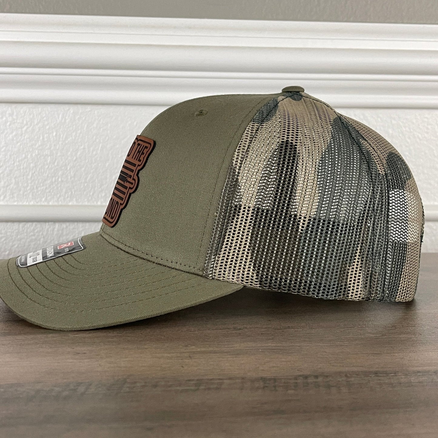 Defend The 2nd Amendment American Flag Patriotic 2A Leather Patch Hat Green/Camo - Hollow Point Society - Patch Hat