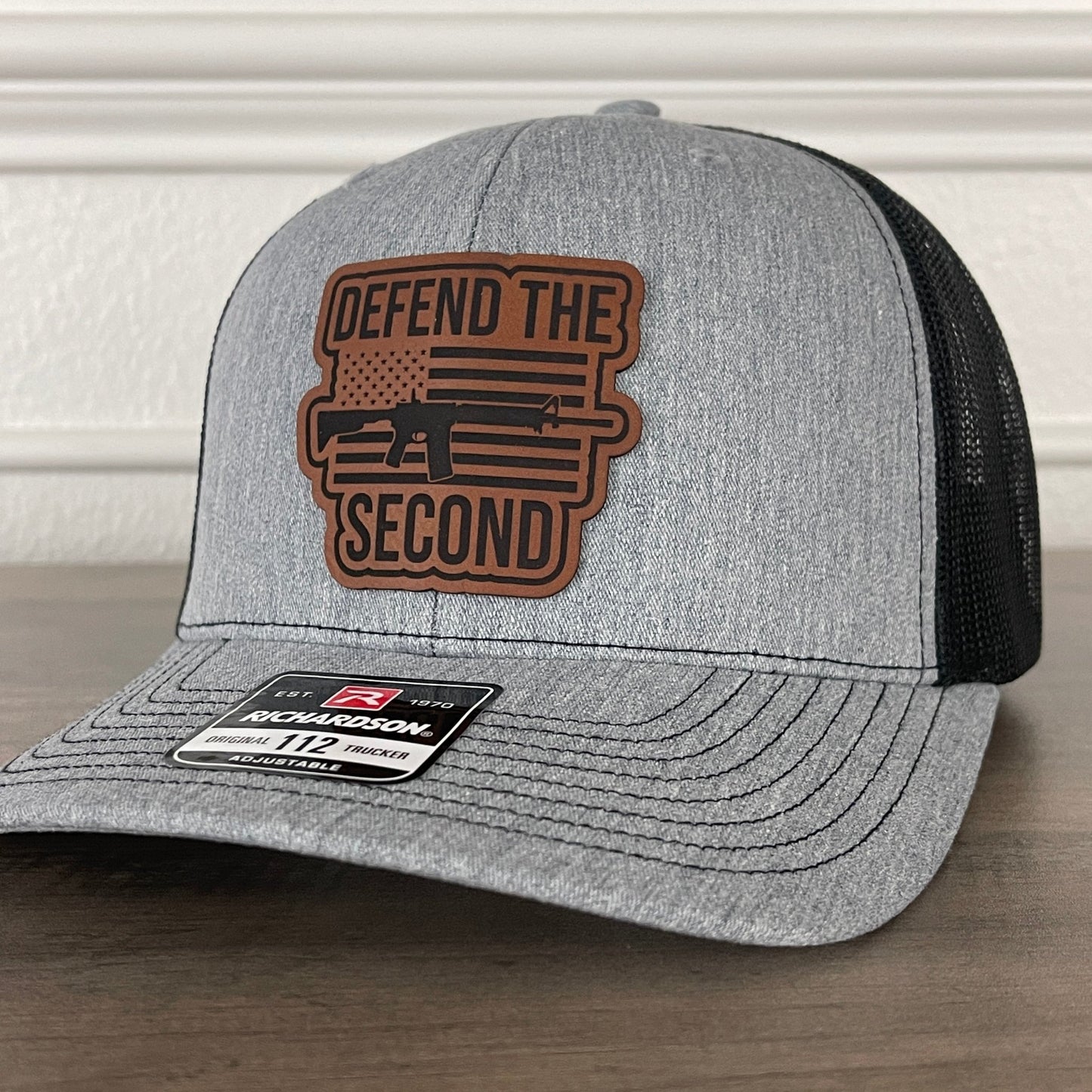 Defend The Second Amendment American Flag 2A Leather Patch Hat - Hollow Point Society - Patch Hat