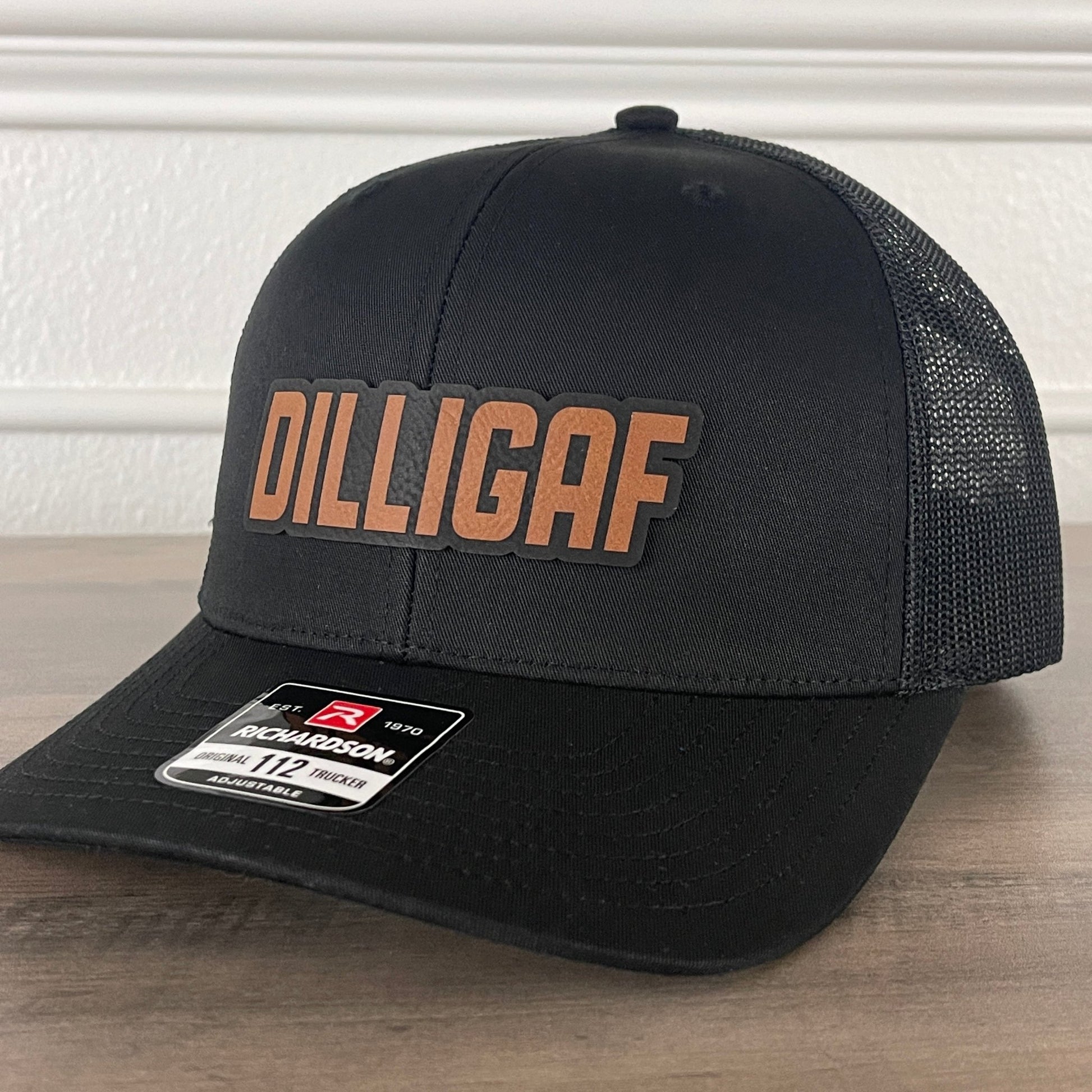 DILLIGAF Do I Look Like I Give A F Leather Patch Hat Black - Hollow Point Society - Patch Hat