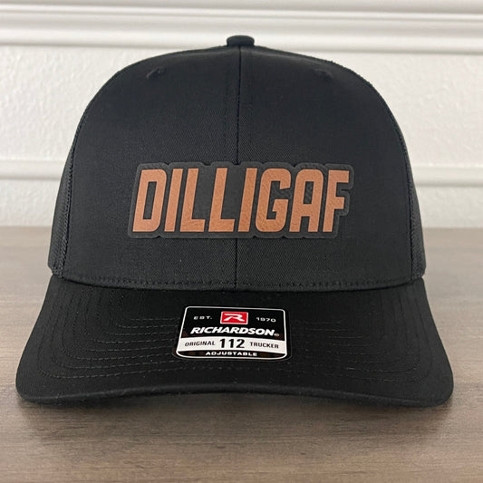 DILLIGAF Do I Look Like I Give A F Leather Patch Hat Black - Hollow Point Society - Patch Hat