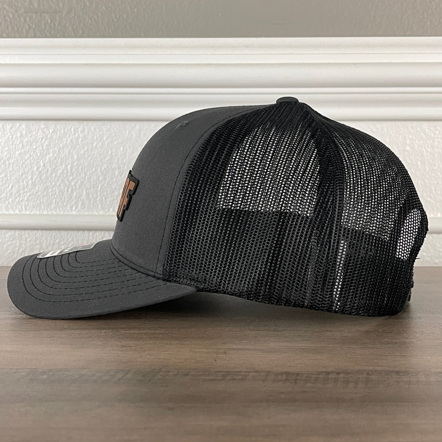 DILLIGAF Do I Look Like I Give A F Leather Patch Hat Charcoal/Black - Hollow Point Society - Patch Hat