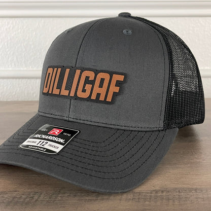 DILLIGAF Do I Look Like I Give A F Leather Patch Hat Charcoal/Black - Hollow Point Society - Patch Hat