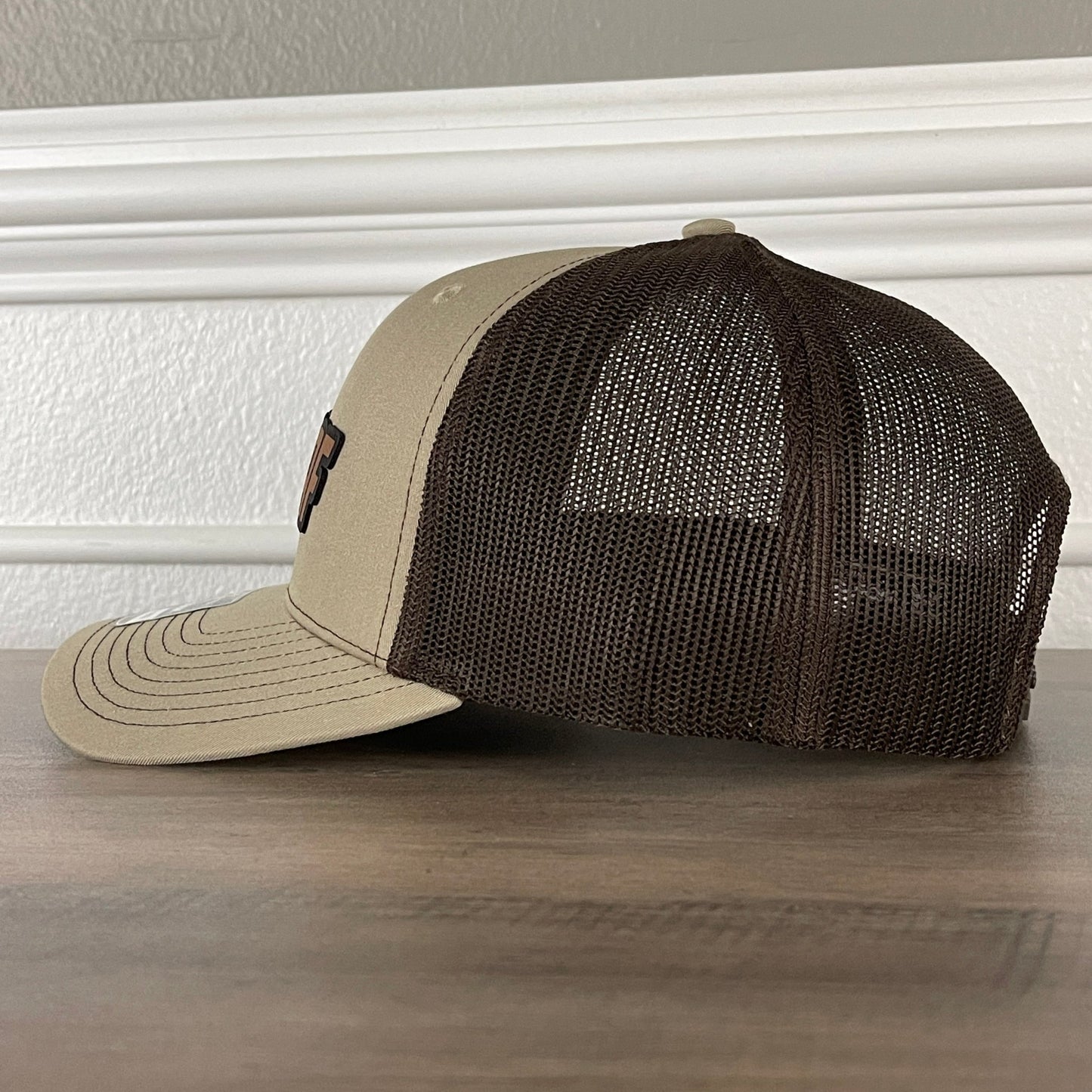 DILLIGAF Do I Look Like I Give A F Leather Patch Hat Khaki/Brown - Hollow Point Society - Patch Hat