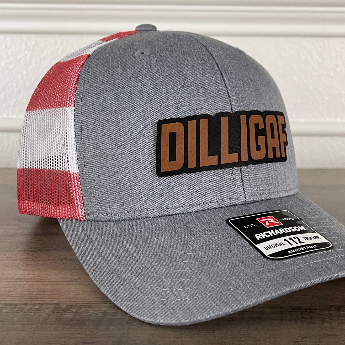 DILLIGAF Do I Look Like I Give A F Leather Patch Hat Stars & Stripes - Hollow Point Society - Patch Hat