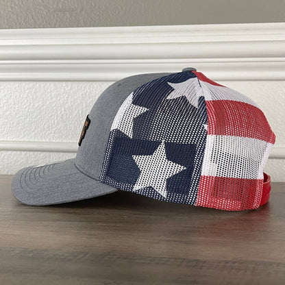 DILLIGAF Do I Look Like I Give A F Leather Patch Hat Stars & Stripes - Hollow Point Society - Patch Hat