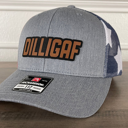 DILLIGAF Do I Look Like I Give A F Leather Patch Hat Stars & Stripes - Hollow Point Society - Patch Hat