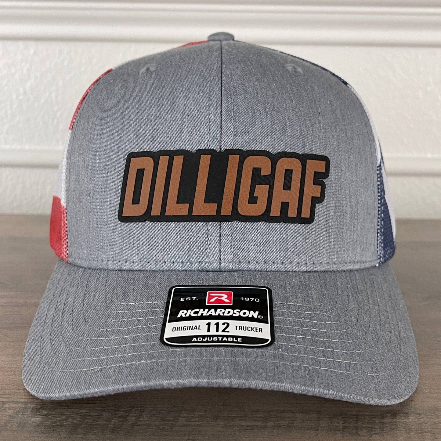 DILLIGAF Do I Look Like I Give A F Leather Patch Hat Stars & Stripes - Hollow Point Society - Patch Hat