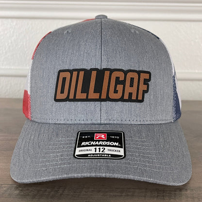 DILLIGAF Do I Look Like I Give A F Leather Patch Hat Stars & Stripes - Hollow Point Society - Patch Hat