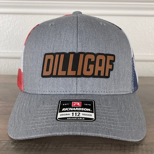 DILLIGAF Do I Look Like I Give A F Leather Patch Hat Stars & Stripes - Hollow Point Society - Patch Hat