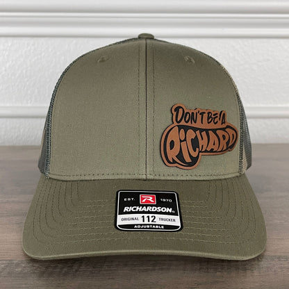 Don't Be a Richard Camo Funny Front Leather Patch Hat Green/Camo - Hollow Point Society - Patch Hat