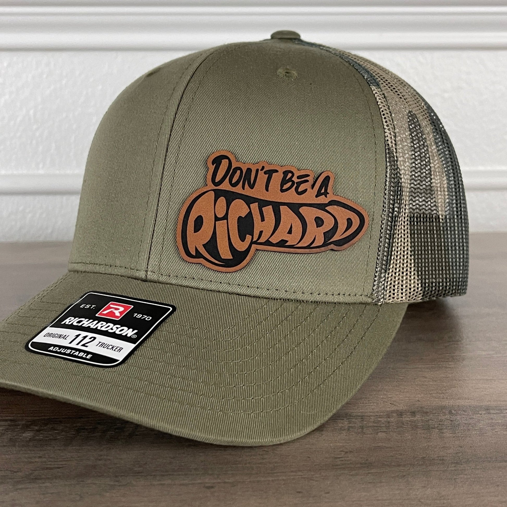 Don't Be a Richard Camo Funny Front Leather Patch Hat Green/Camo - Hollow Point Society - Patch Hat