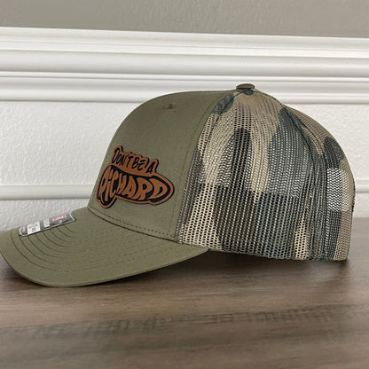 Don't Be a Richard Camo Funny Front Leather Patch Hat Green/Camo - Hollow Point Society - Patch Hat