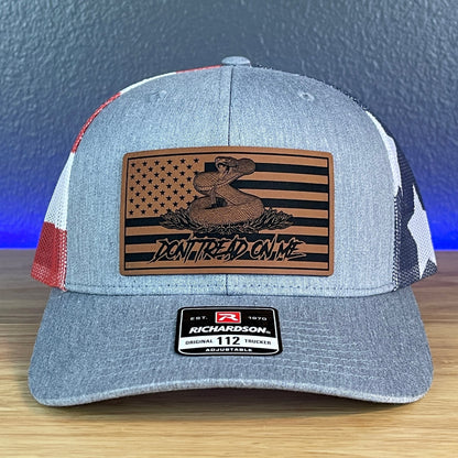 Don't Tread On Me Gadsden American Flag Patriotic Leather Patch SnapBack Trucker Hat Stars & Stripes - Hollow Point Society - Patch Hat