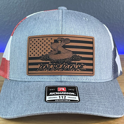 Don't Tread On Me Gadsden American Flag Patriotic Leather Patch SnapBack Trucker Hat Stars & Stripes - Hollow Point Society - Patch Hat