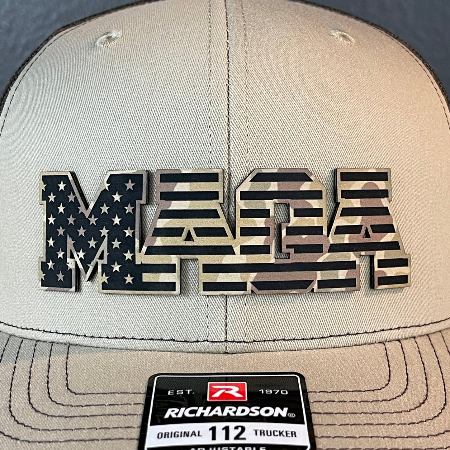 Duck Camo MAGA American Flag Patriotic Leather Patch SnapBack Trucker Hat - Hollow Point Society - Patch Hat