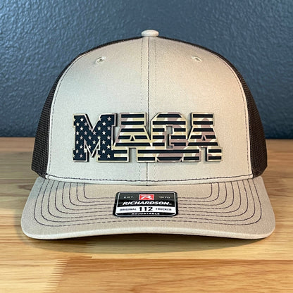 Duck Camo MAGA American Flag Patriotic Leather Patch SnapBack Trucker Hat - Hollow Point Society - Patch Hat