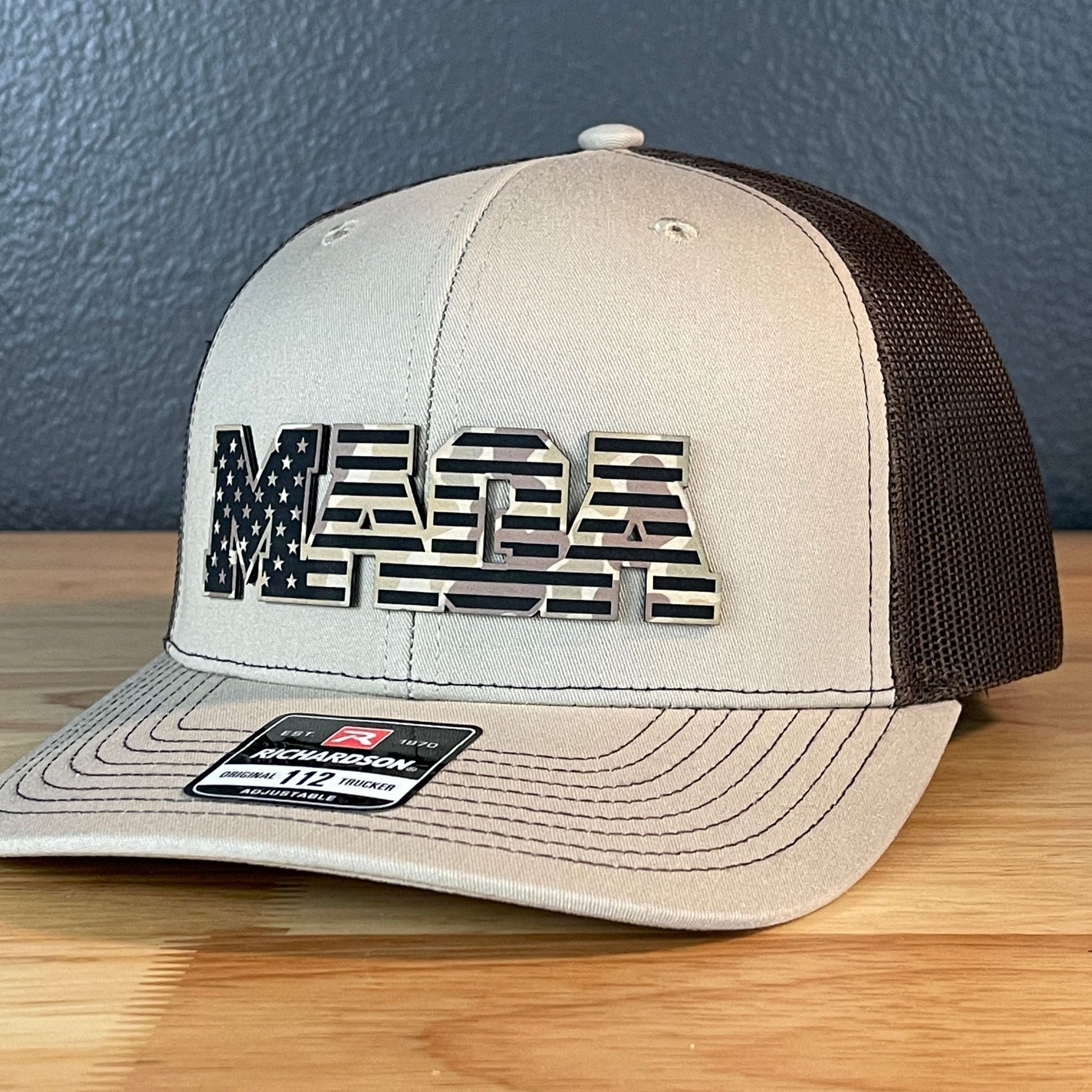 Duck Camo MAGA American Flag Patriotic Leather Patch SnapBack Trucker Hat - Hollow Point Society - Patch Hat