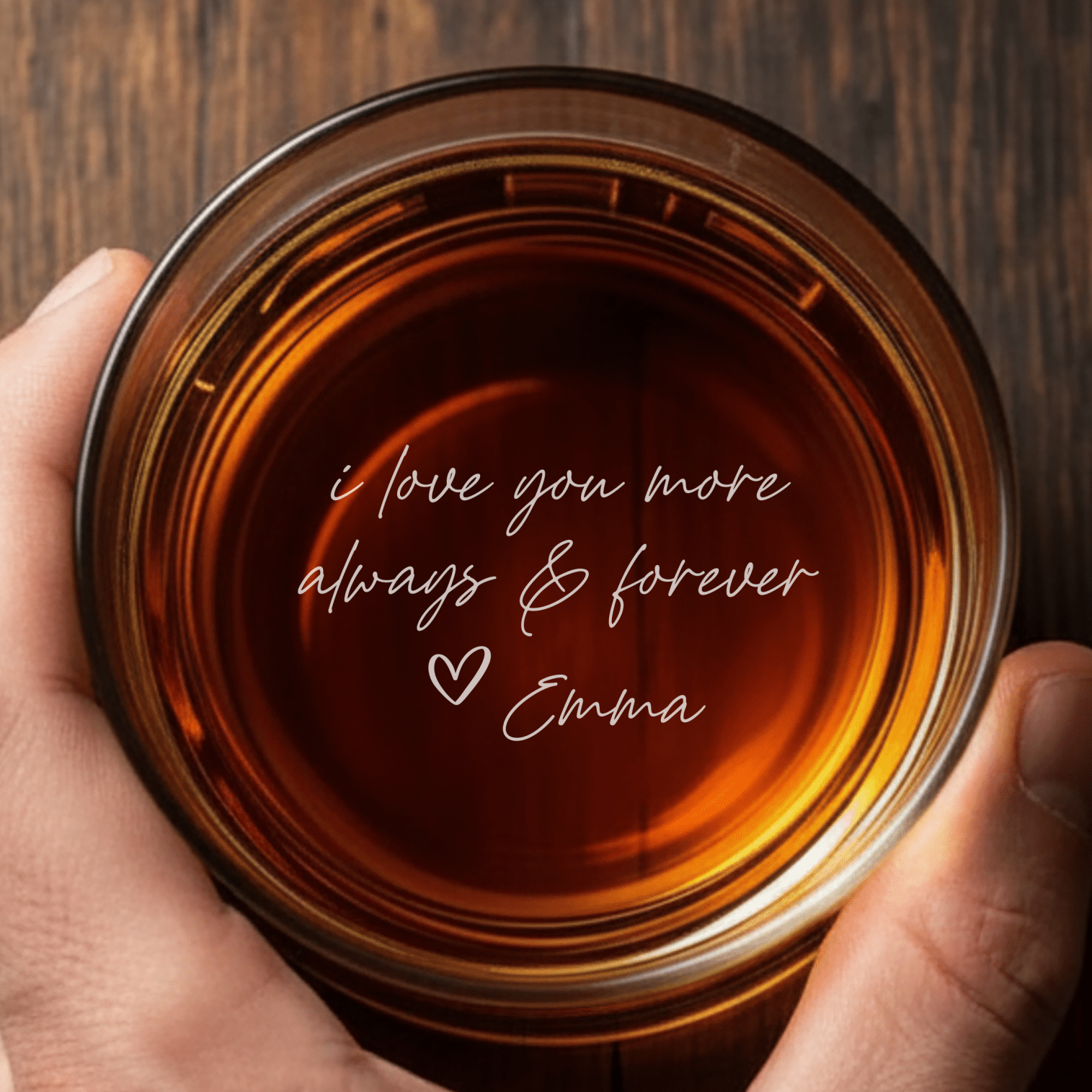 Engraved Whiskey Glass 'I Love You More' – Personalized Bottom Message with Name | Romantic Gift for Him - Hollow Point Society - 