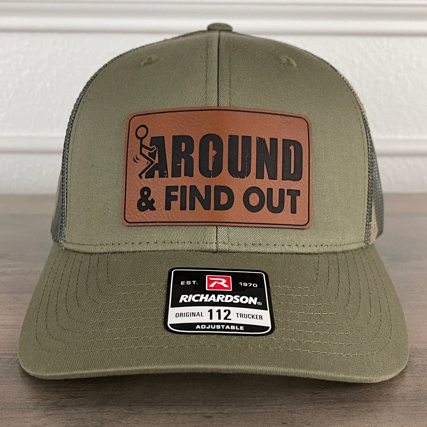 F Around And Find Out FAFO 2A 2nd Amendment Patriotic Leather Patch Hat Green/Camo - Hollow Point Society - Patch Hat