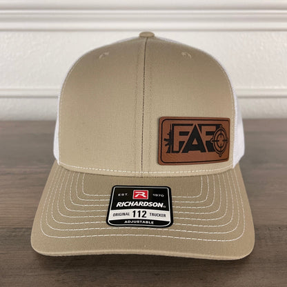 F Around And Find Out FAFO Flag Leather Patch Hat Khaki - Hollow Point Society - Patch Hat