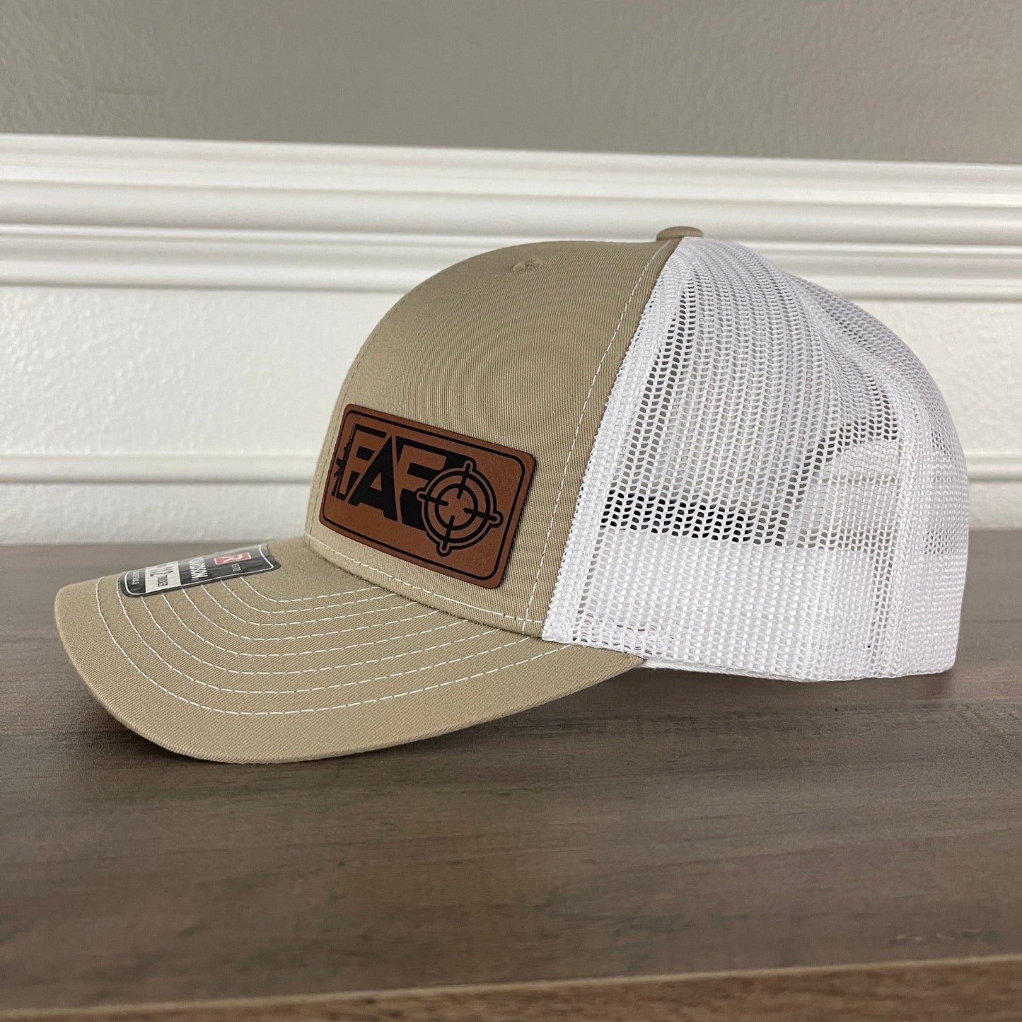 F Around And Find Out FAFO Flag Leather Patch Hat Khaki - Hollow Point Society - Patch Hat