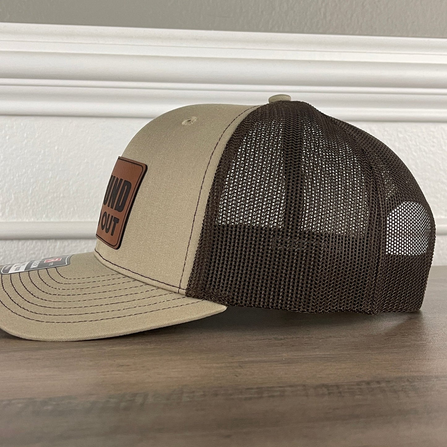 F Around And Find Out FAFO Leather Patch Hat Khaki/Brown - Hollow Point Society - Patch Hat